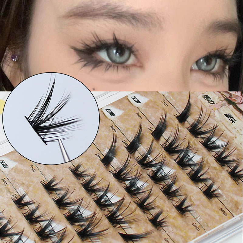 Eyelash Extension Cat Eye Wispy - رموش سميكة من المنك للماكياج ،