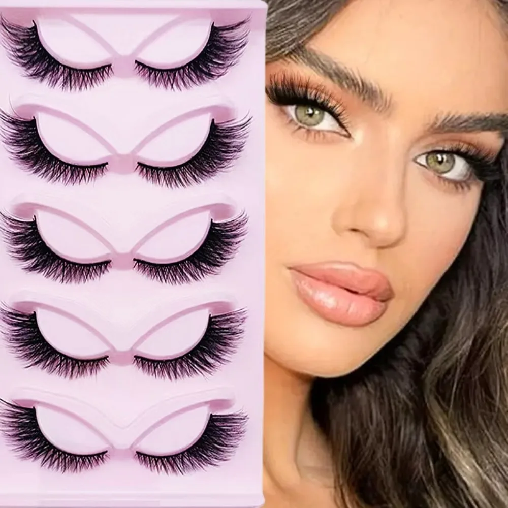Eyelash Extension Cat Eye Wispy - 5 أزواج رموش عين القط Wispy