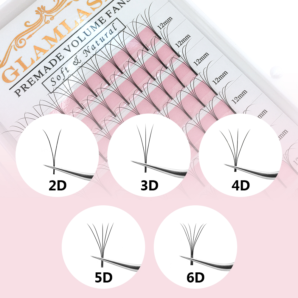 GLAMLASH 2D-6D مراوح حجم مسبقة - مراجعة Eyelash Extension Korea Natural وسعره