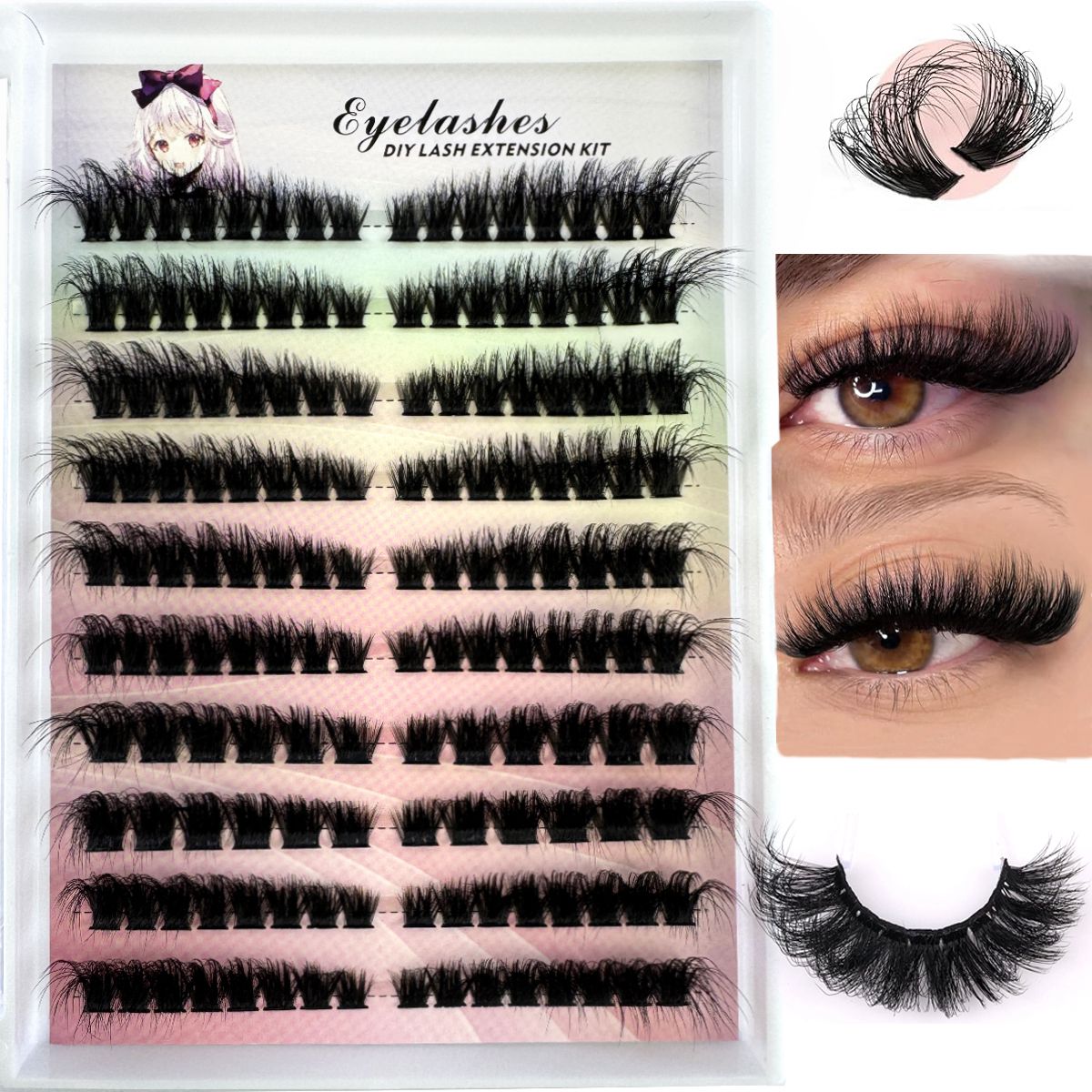 Left+Right Eye Lash Extension  - مراجعة Eyelash Extension Cat Eye Wispy وسعره