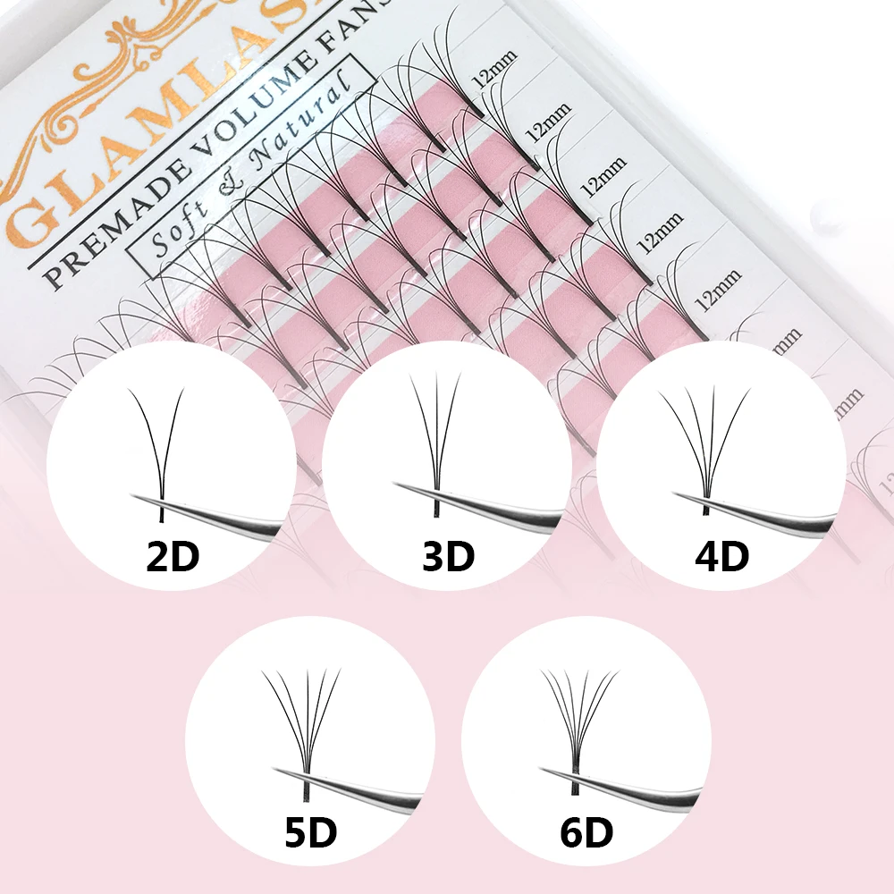 GLAMLASH 2D-6D مراوح حجم مسبقة - مراجعة Eyelash Extension Korea Natural وسعره