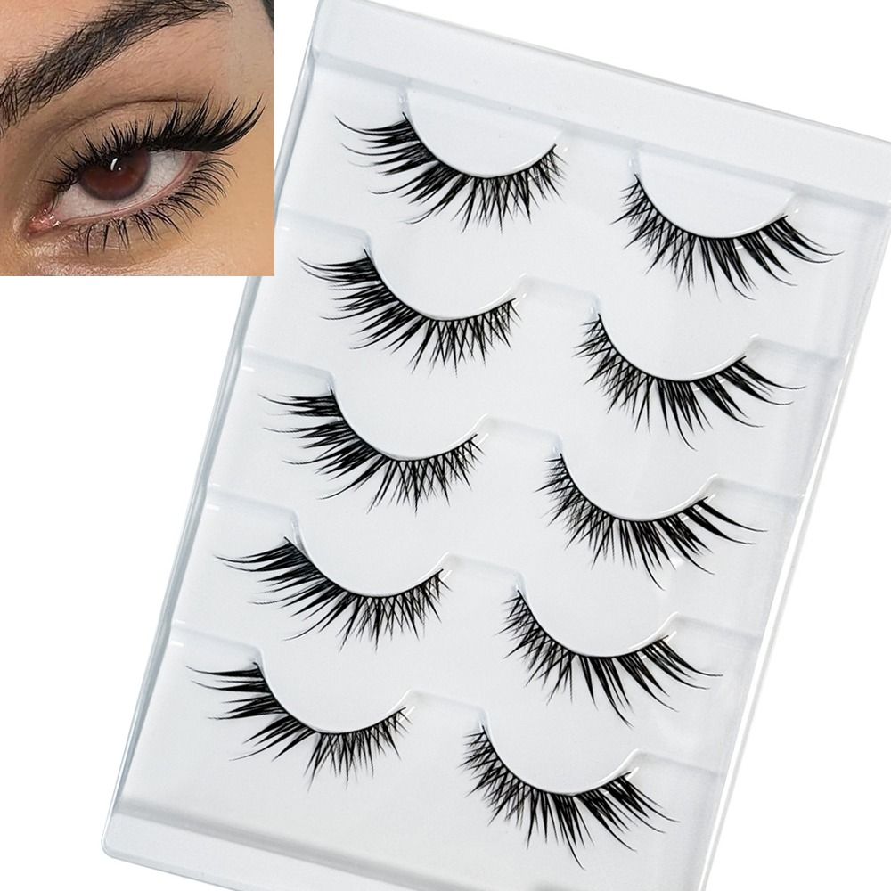 5 أزواج من الرموش الصناعية الط - مراجعة Eyelash Extension Cat Eye Wispy وسعره