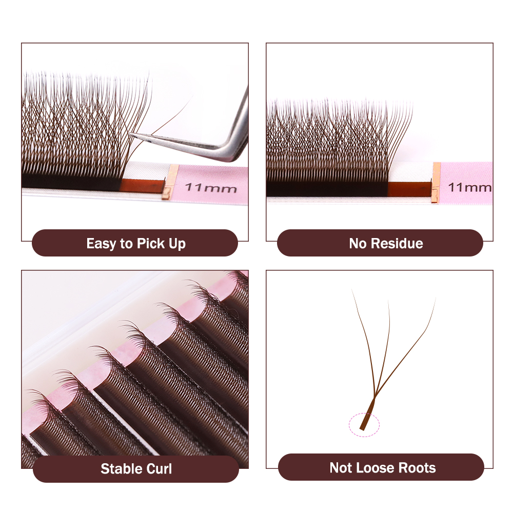 رموش AGUUD L M بنية على شكل W  - مراجعة Eyelash Extension Yelix وسعره